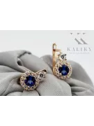 Vintage craft Earrings Sapphire 14K Rose gold cec003r